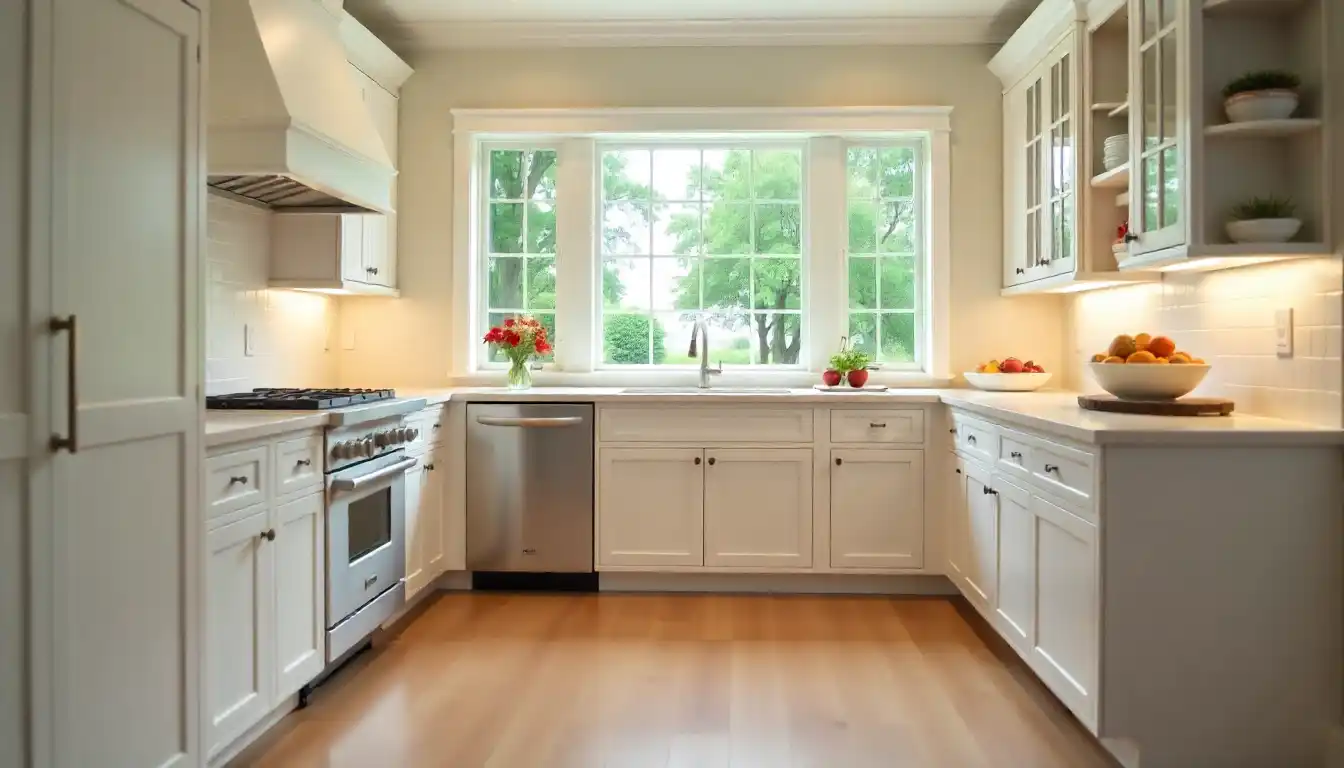 Traditional kitchen cabinets background